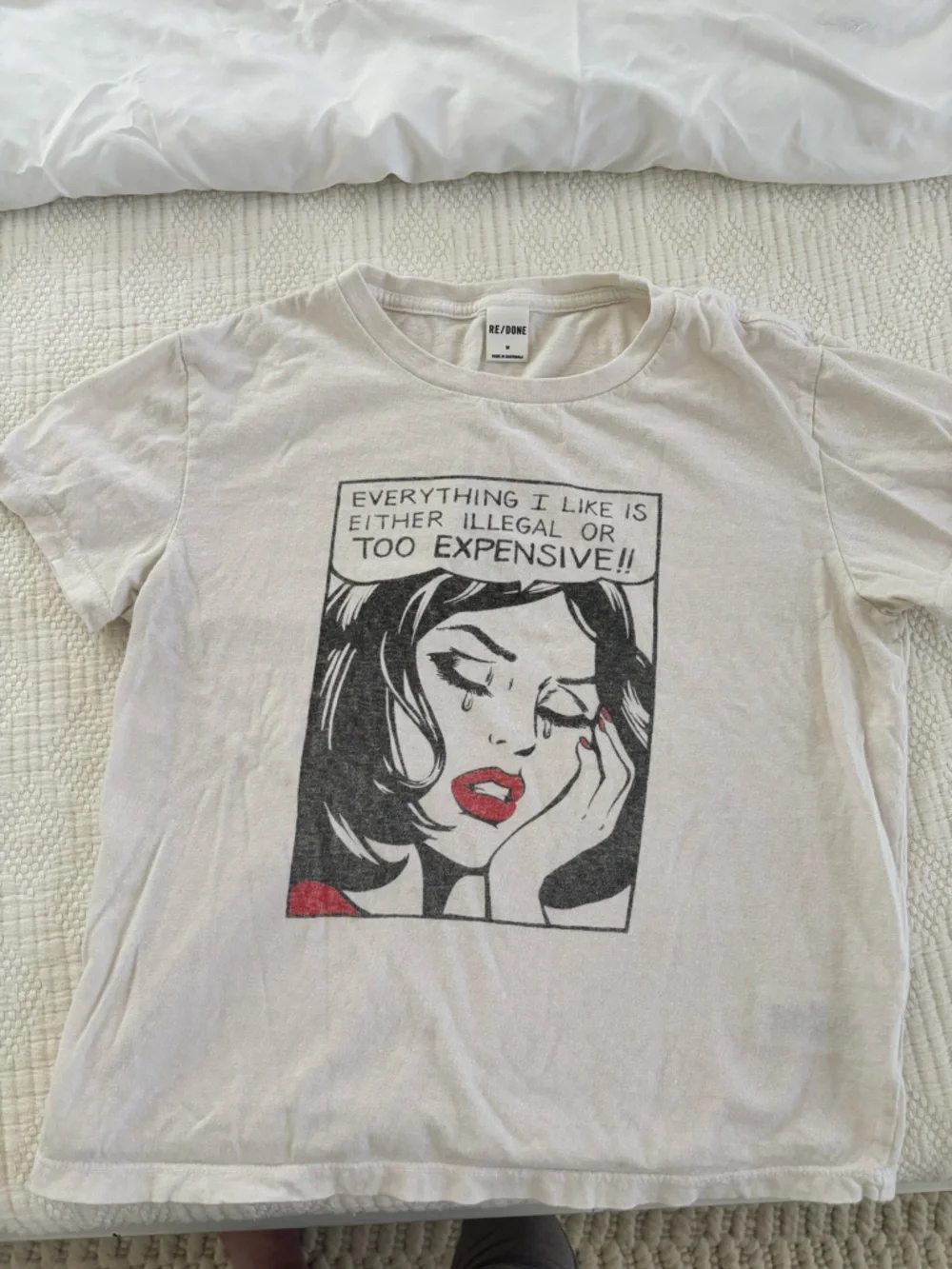Re/Done White Graphic Pop-Art Tee with Red Accent - Picture 3 of 4